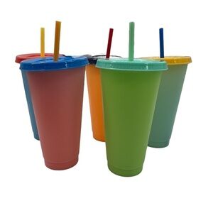 NWT STYLVI Color Changing Reusable 24 FL Ounce BPA Free Cups With Lids And Straw